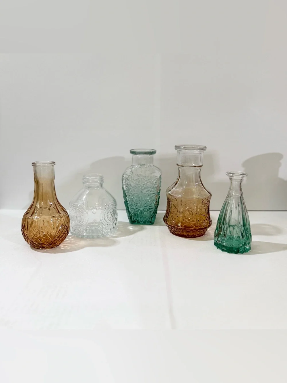 Glass Bud Vases/mini vases- Set of 5